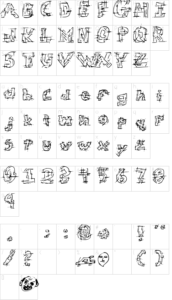 Chaotic Circuit font character map