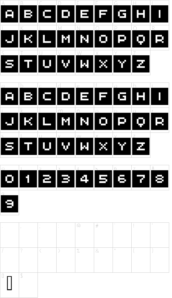 FFF Interface04 font character map