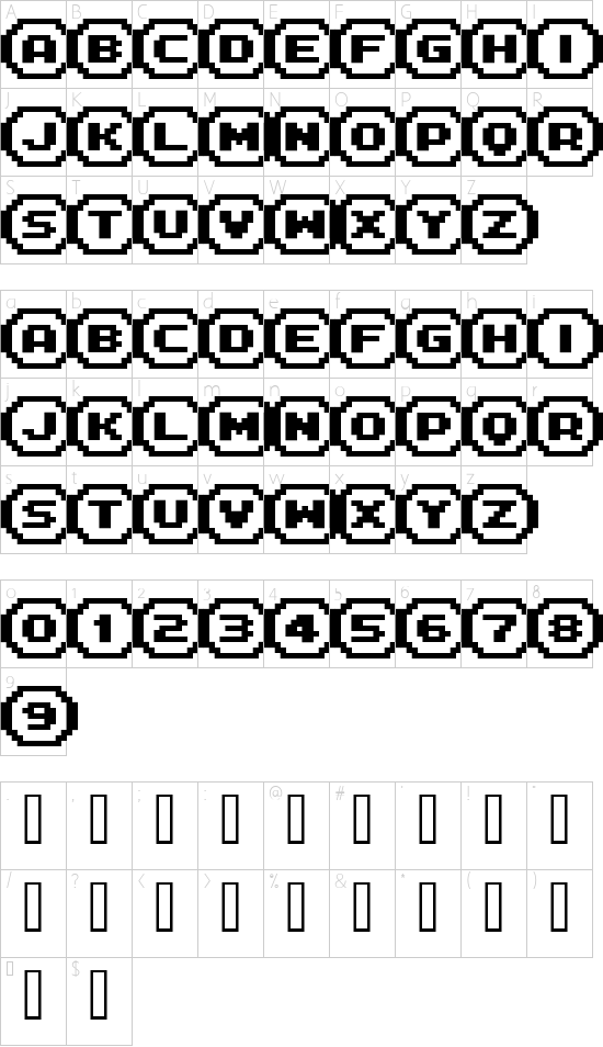 FFF Interface07b font character map