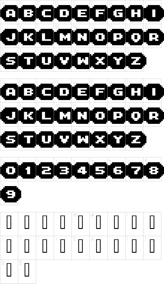 FFF Interface08b font character map
