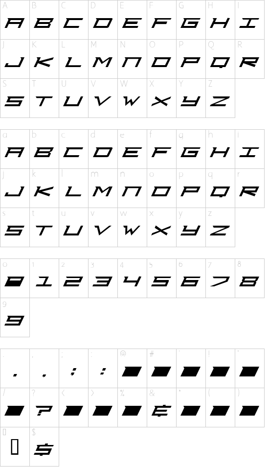 Dj Courageous font character map