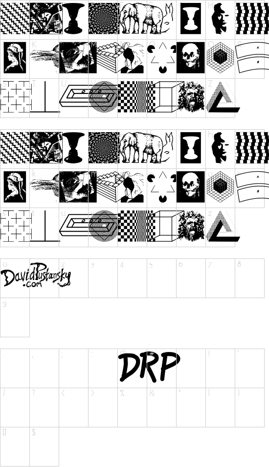 Eye Am Confused Optical Illusions font character map