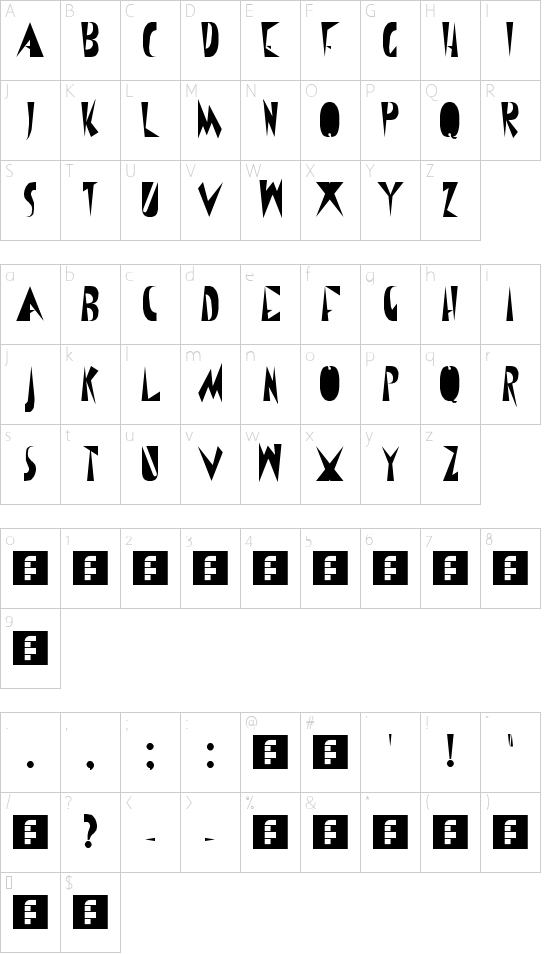 CoNfEsSiOnS oF a sInNeR Regular font character map