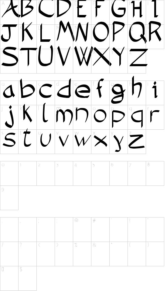 Demoniatibu font character map