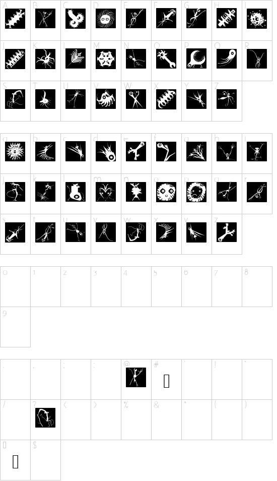 NewEarthCitizensBricks font character map