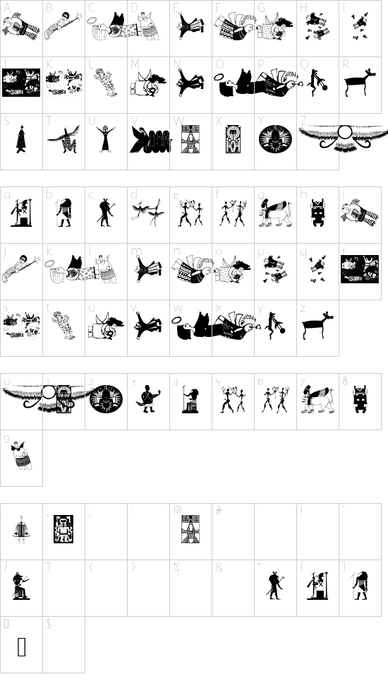 AfricanAngelsAndSpirits font character map