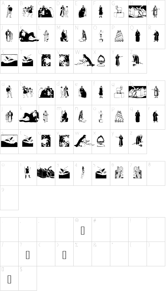OldTestament font character map