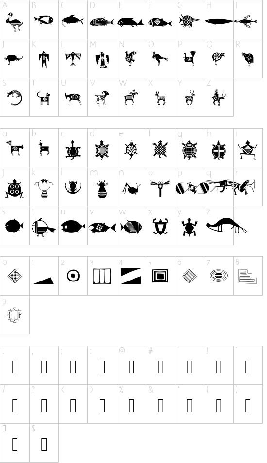 ThreeRivers font character map
