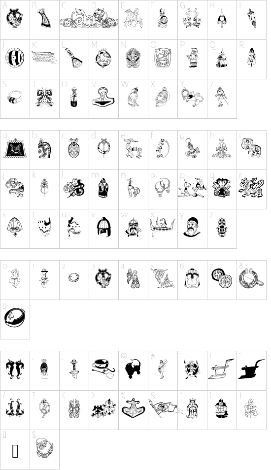 VikingDesigns font character map