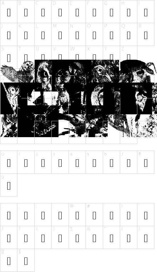 AParliamentofOwls2 font character map