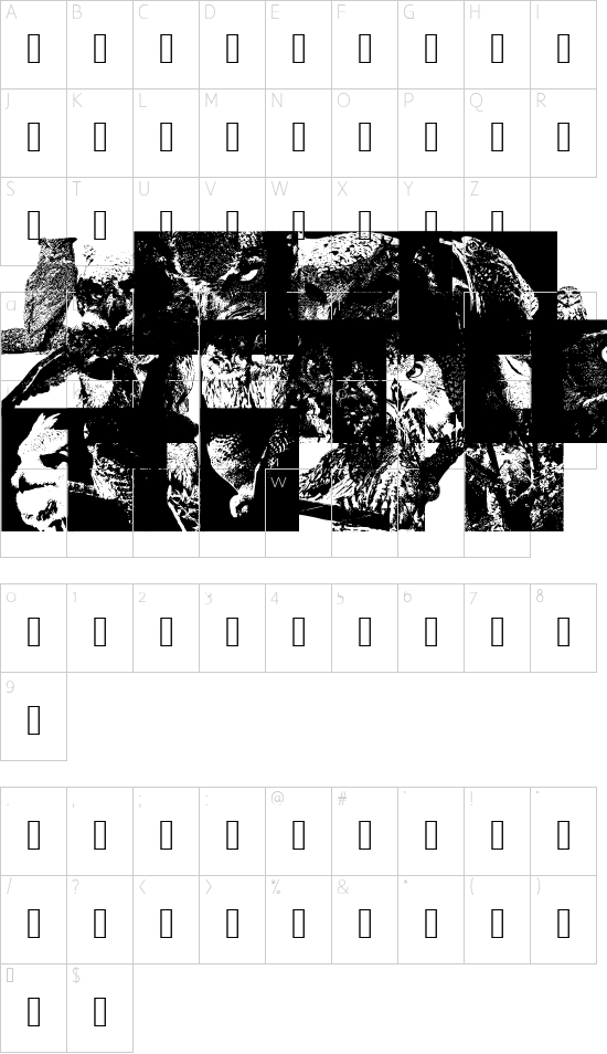 AParliamentofOwls3 font character map