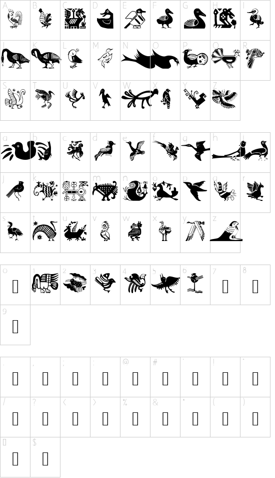 AnimaliaTwo font character map