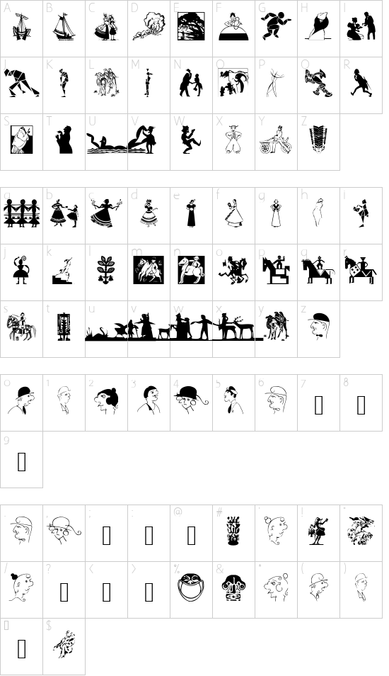 TypesAntiques font character map