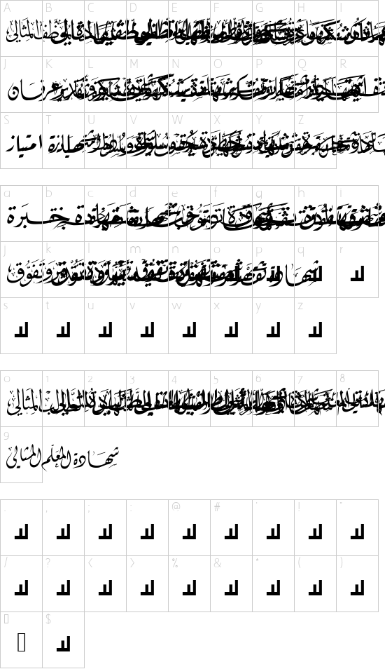 Mcs Honor font character map