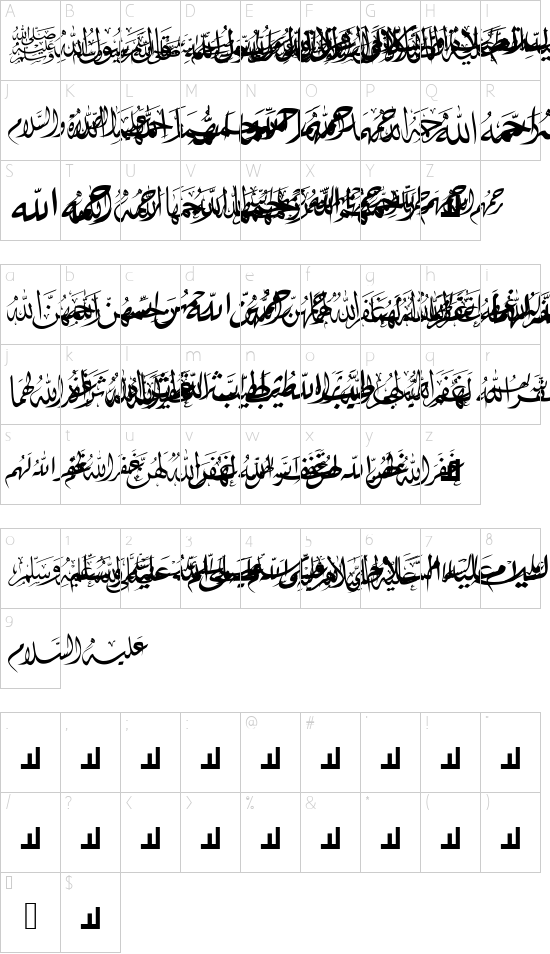 Mcs Hadeith 1 font character map
