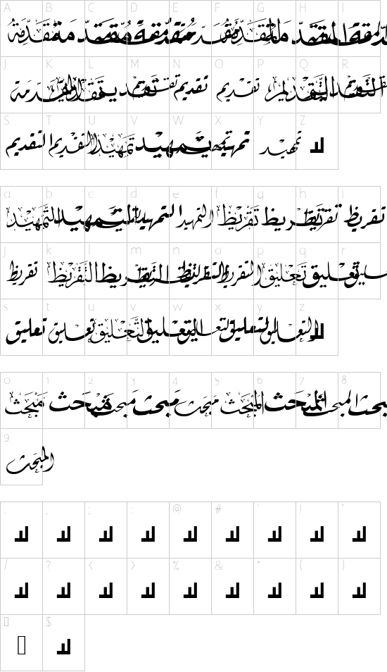 Mcs Book Title 2 font character map