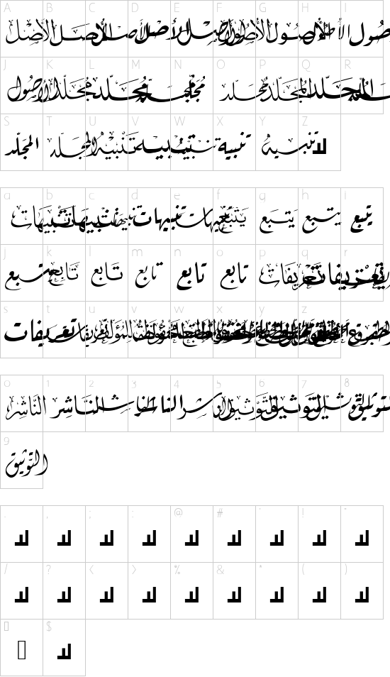 Mcs Book Title 6 font character map