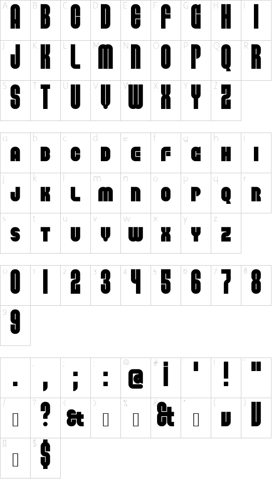 Power-Up Regular font character map
