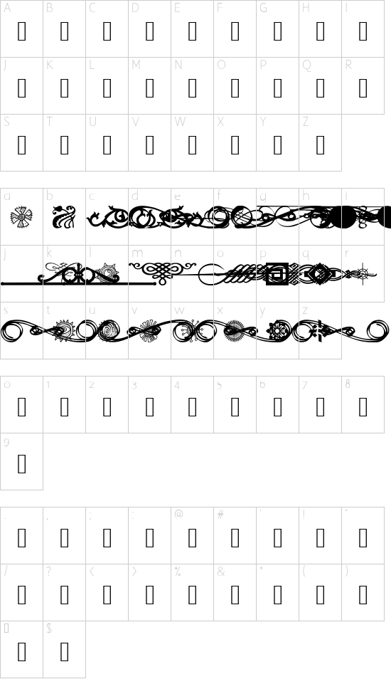 DesignMotif font character map