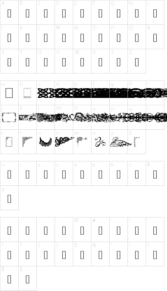 Designer Mix II font character map