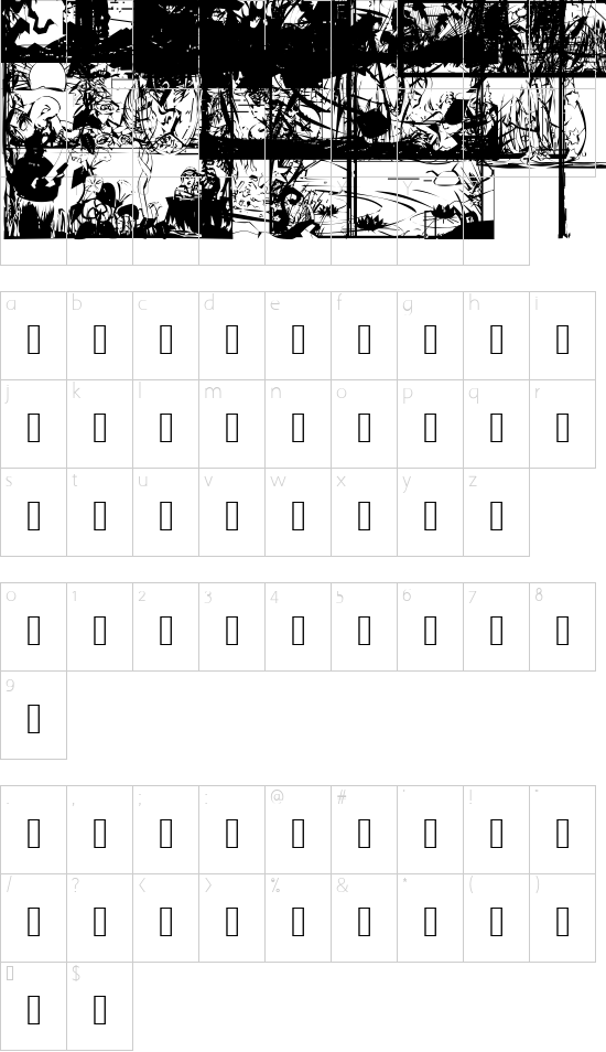 LM Nature Borders font character map