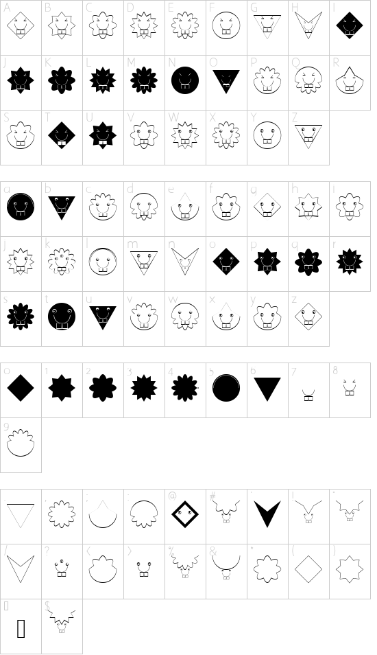 MangaMaterial font character map