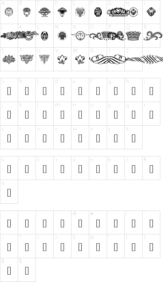 WieynkFrakturVignetten font character map