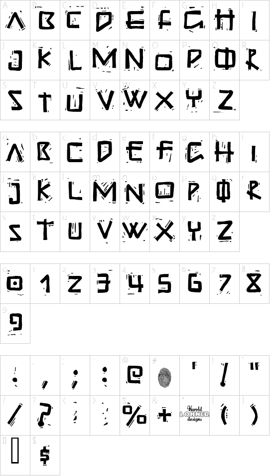 Guadalupe font character map