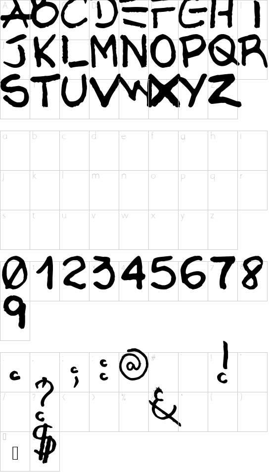 Floripale Caps font character map