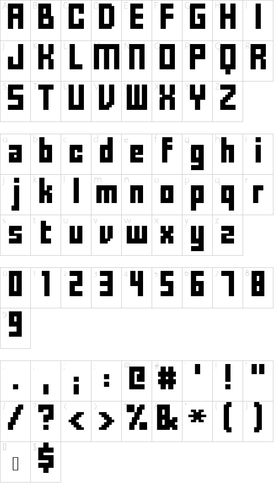 FFF Forward font character map