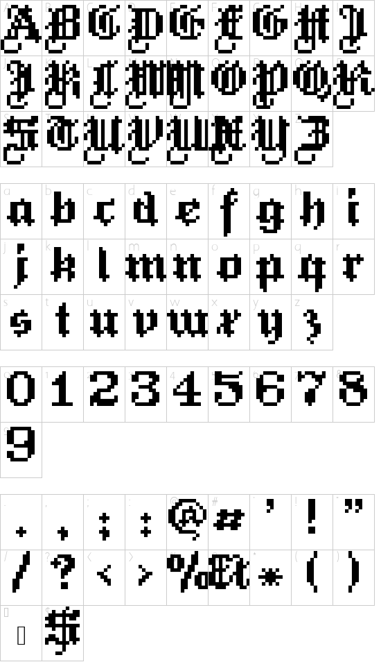 HeinzHeinrich-Regular font character map