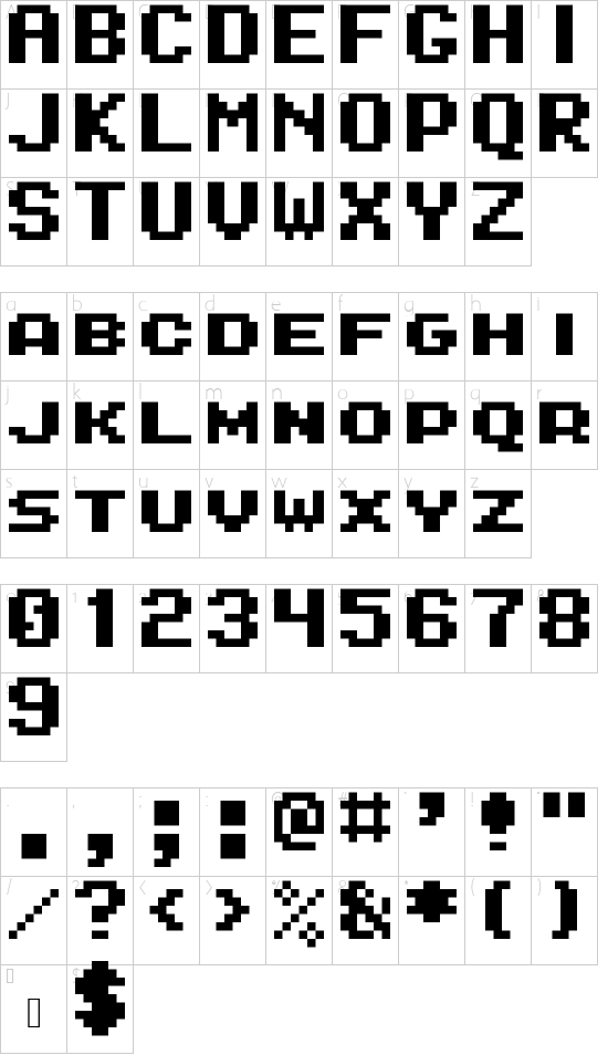 Ankylosaurus Regular font character map