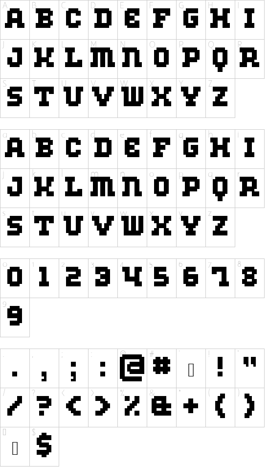 Atkins font character map