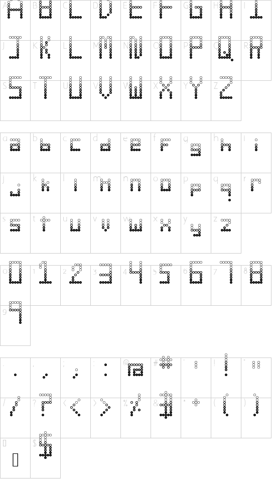 Bubble Pixels Regular font character map