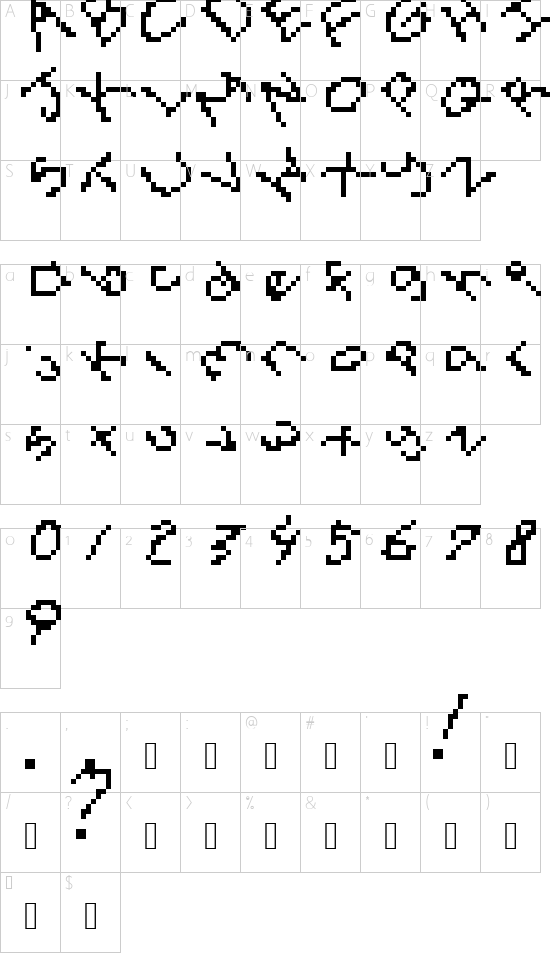 Comica Classic Regular font character map