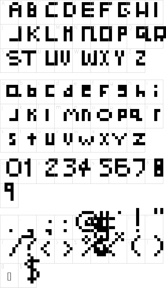 Cubits Regular font character map