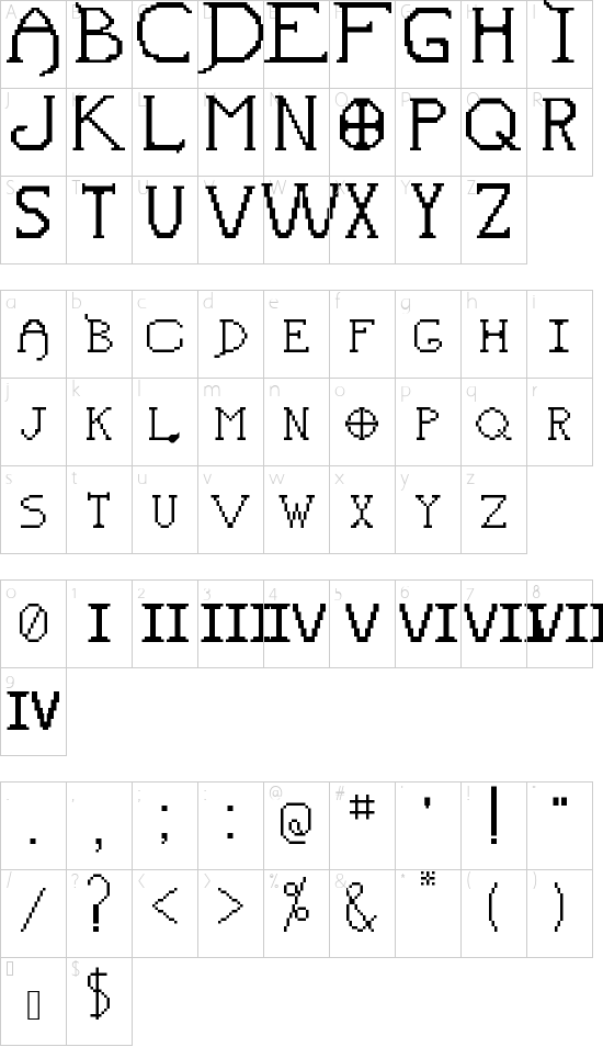 Diablo Font Regular font character map