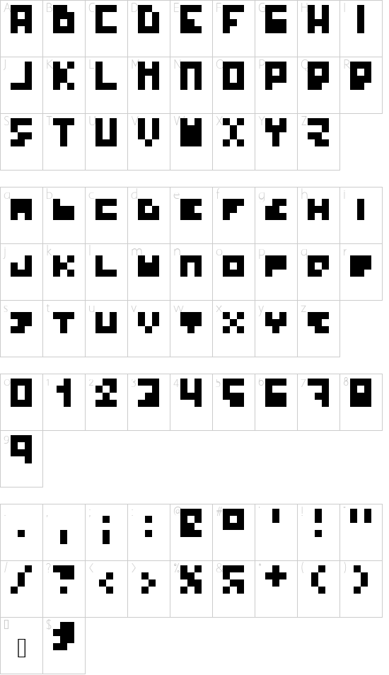 Dyslexia Regular font character map