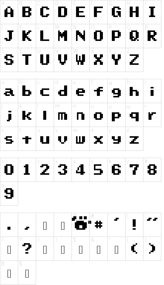 illusiyellow Regular font character map