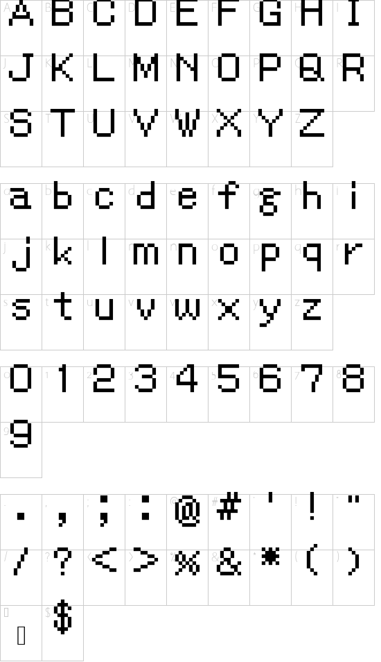 Pokemon Pinball GB Part A font character map