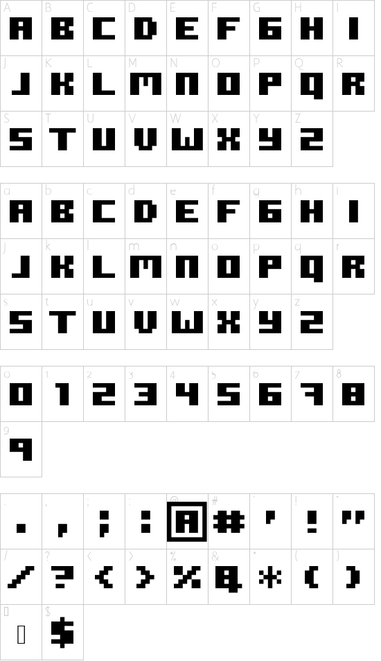 ROTORkeff Bold font character map