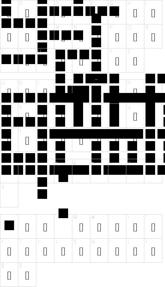 LEd SCrEEn Regular font character map