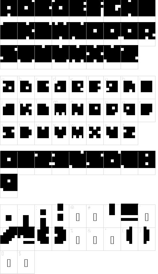 maximini Regular font character map