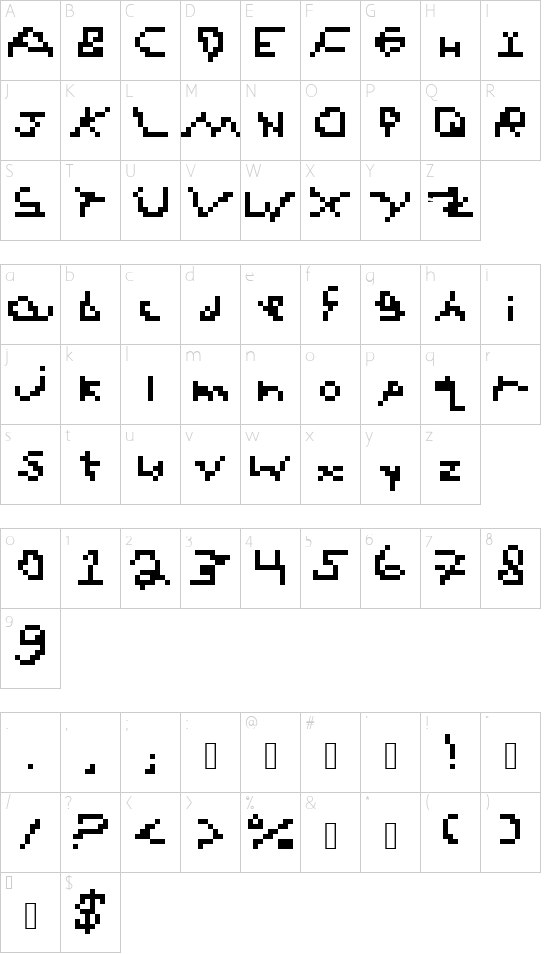 messy writing cleaned up Regular font character map