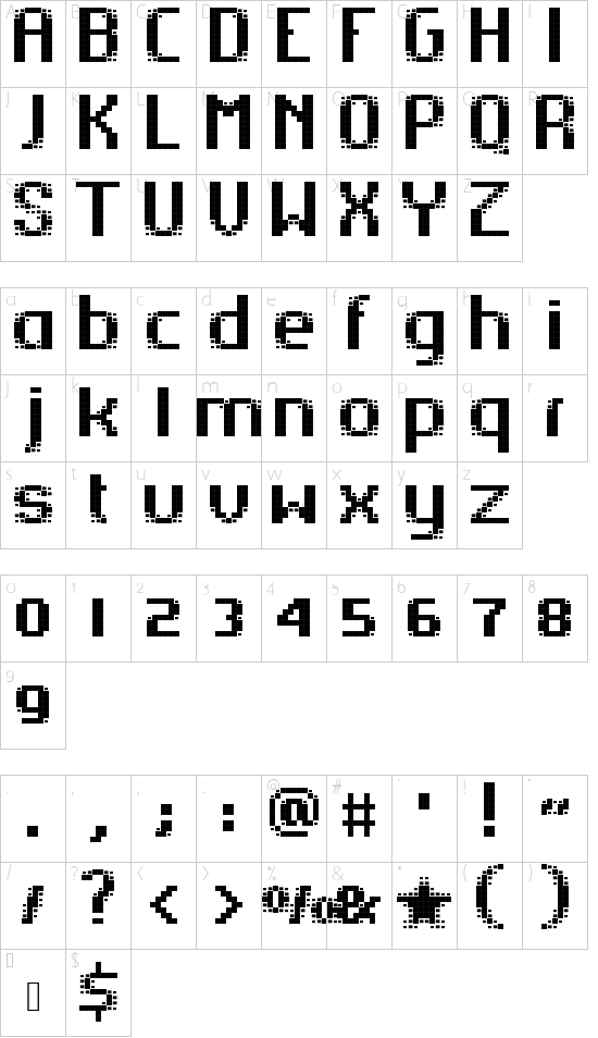 mw_drivec font character map