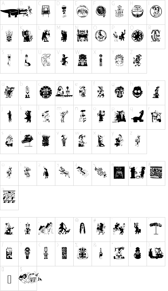 ColumbusTraces font character map