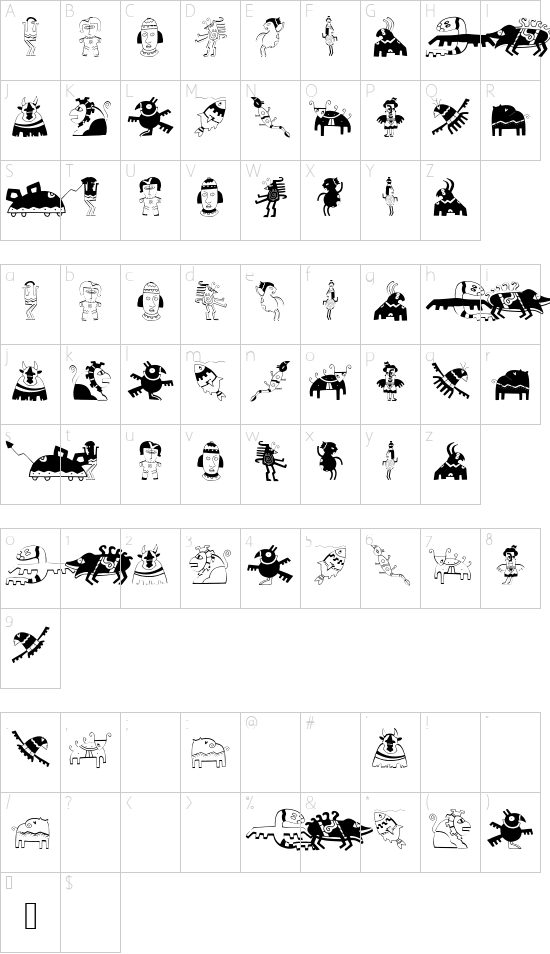 DueMillePix font character map
