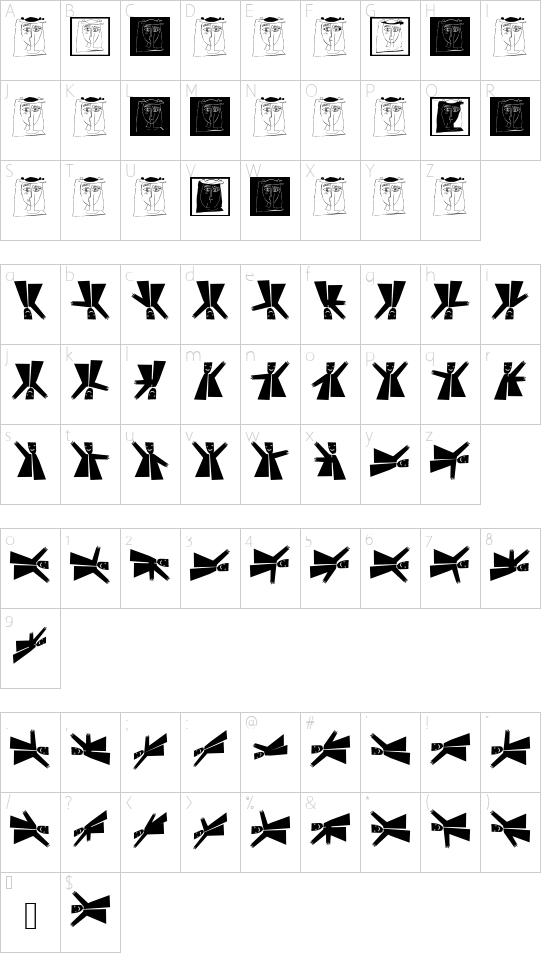 Exercises font character map