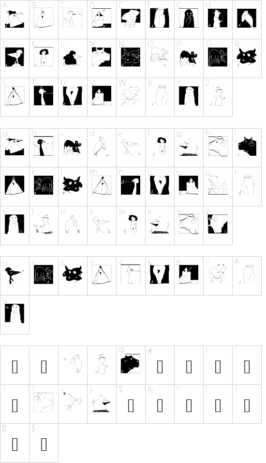 GernKleinThree font character map