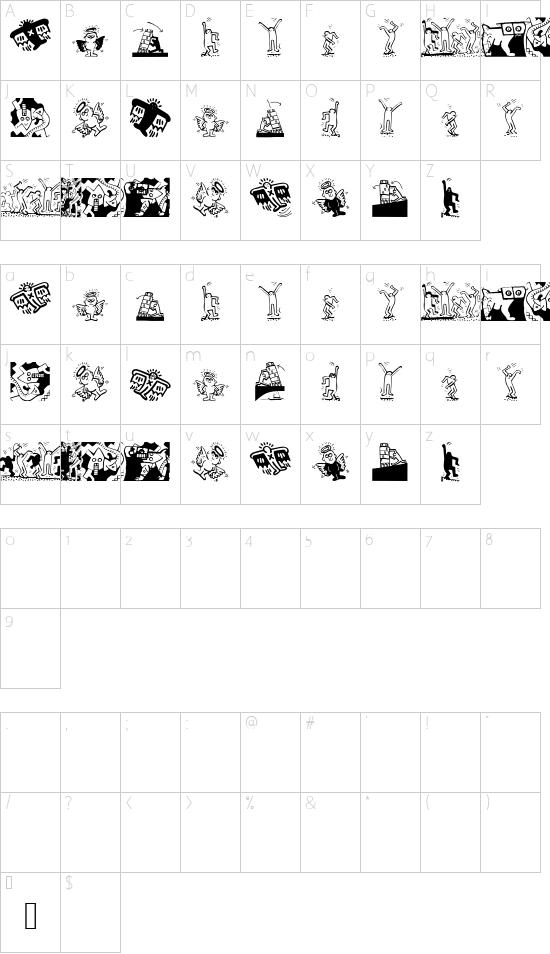 Haringe font character map